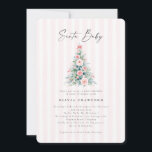 Watercolor Pink Santa Baby Christmas Baby Shower  Invitation<br><div class="desc">Celebrate the season of joy and the sweetest gift of all with our Watercolor Pink Santa Baby Christmas Baby Shower Invitation! This enchanting design features a delicate festive Christmas tree lovingly adorned with lush pink flowers , and a whimsical holiday charm. Elegant script typography adds a graceful touch, capturing the...</div>