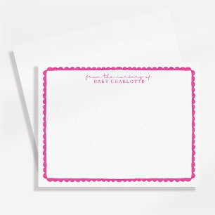 Watercolor Pink Scalloped Nursery Note Card