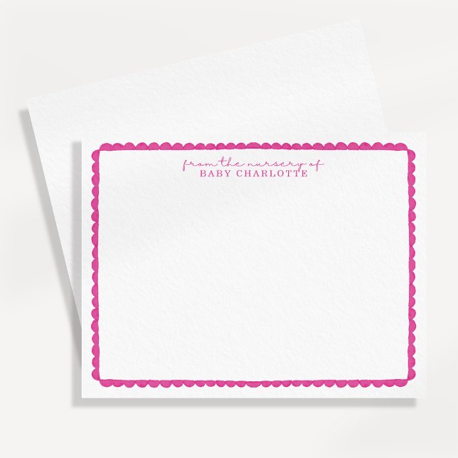 Watercolor Pink Scalloped Nursery Note Card (Creator Uploaded)