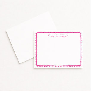Watercolor Pink Scalloped Nursery Note Card