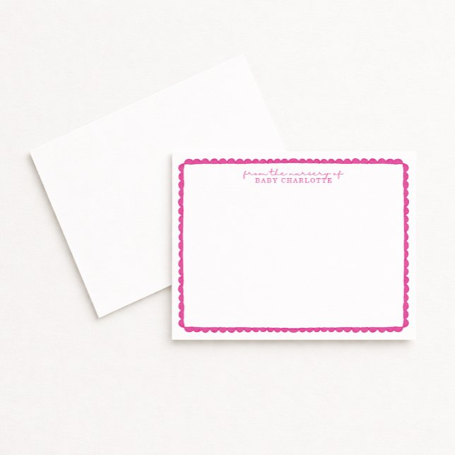 Watercolor Pink Scalloped Nursery Note Card (Creator Uploaded)