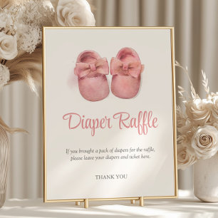 Watercolor Pink Shoes Baby Shower Diaper Raffle Poster