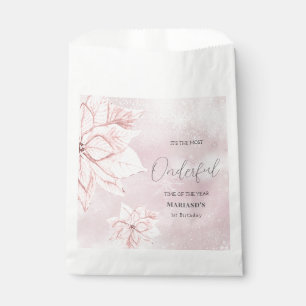 watercolor Pink snow 1st birthday Christmas Favour Bags