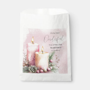 watercolor Pink snow 1st birthday Christmas Favour Bags