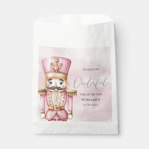 watercolor Pink snow 1st birthday Christmas Favour Bags