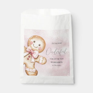 watercolor Pink snow 1st birthday Christmas Favour Bags