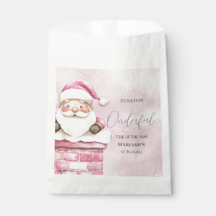 watercolor Pink snow 1st birthday Christmas Favour Bags
