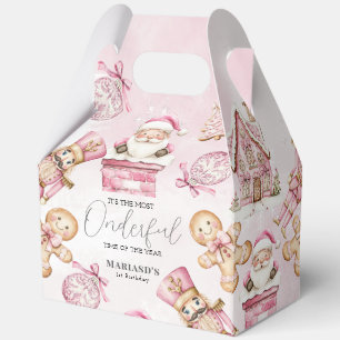 watercolor Pink snow 1st birthday Christmas  Favour Box