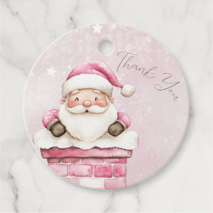 watercolor Pink snow 1st birthday Christmas Favour Tags