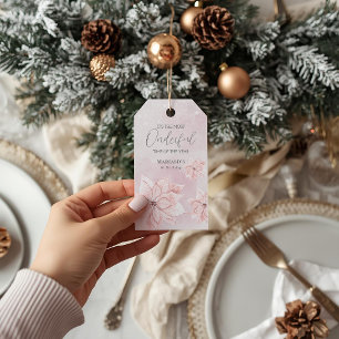 watercolor Pink snow 1st birthday Christmas Gift Tags