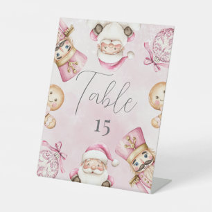 watercolor Pink snow 1st birthday Christmas Pedestal Sign