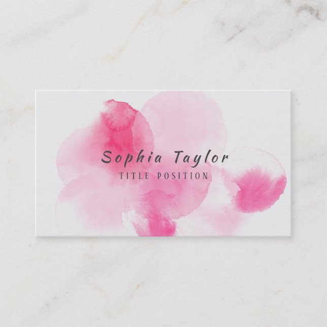 Watercolor Pink Splash Business Card (Front)