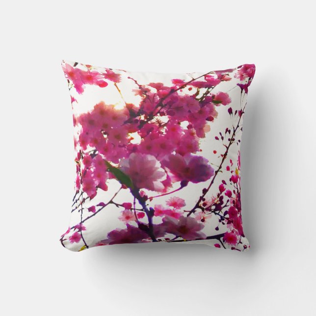 Watercolor pink spring floral | Flowering tree    Cushion (Front)