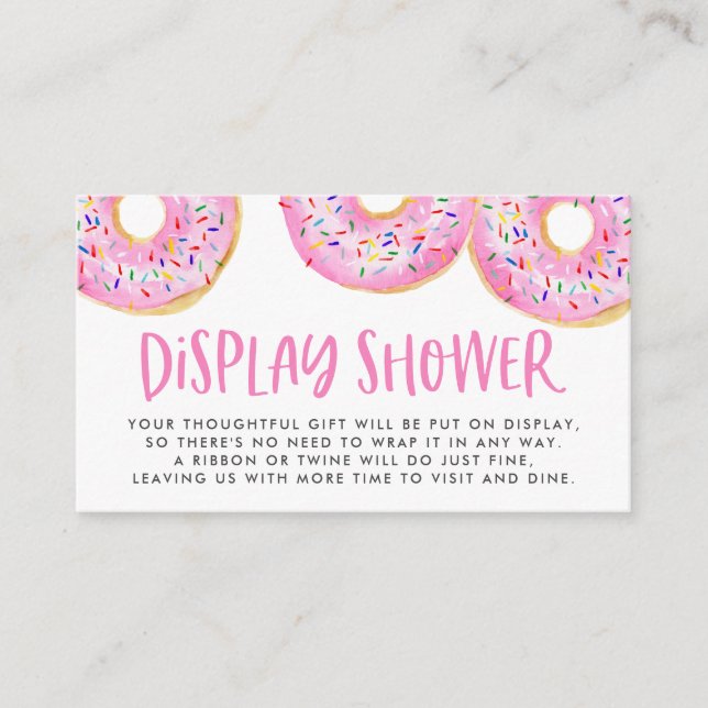 Watercolor Pink Sprinkle Doughnuts Display Shower Enclosure Card (Front)