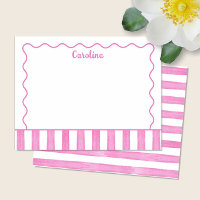 Watercolor Pink Stripes Cute Wavy
