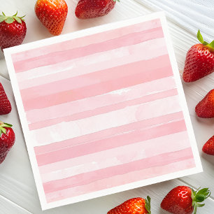 Watercolor Pink Stripes Napkin