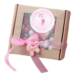 Watercolor Pink Teddy Bear Balloons Stickers