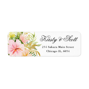 Watercolor Pink Tropical Flowers address