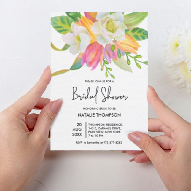 Watercolor Pink Tulip Bridal Shower Invitation (Creator Uploaded)