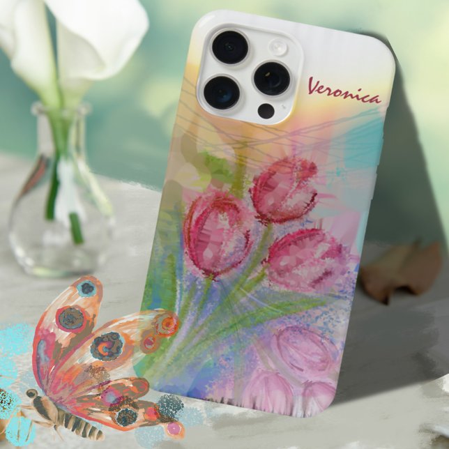 Watercolor Pink Tulip  iPhone Case (Watercolor Pink Tulip iPhone Case)
