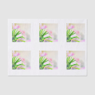 Watercolor Pink Tulip Tiles for Decoupage Tissue Paper