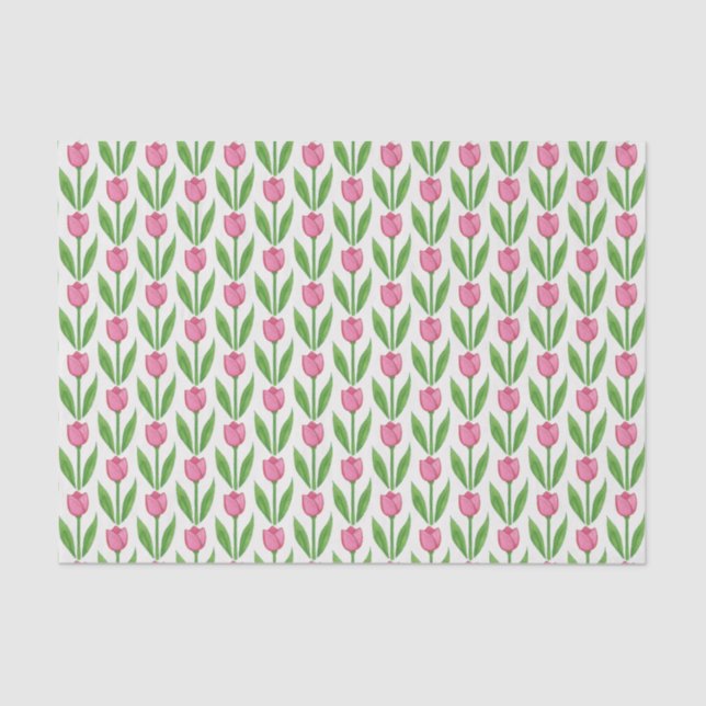 Watercolor Pink Tulips Floral Tissue Paper (Front)