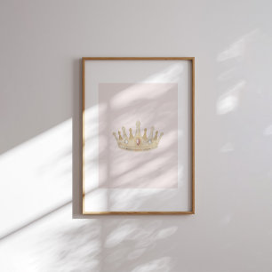 Watercolor pink vintage crown poster