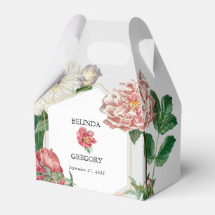Watercolor Pink White Peonies Flowers Wedding Favour Box