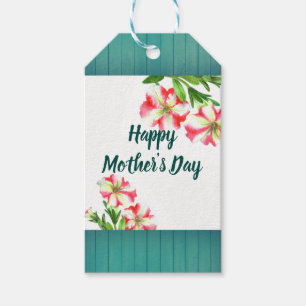 Watercolor Pink White Petunias Floral Mother's Day Gift Tags