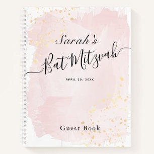 Watercolor Pink x Gold Bat Mitzvah Guest Book