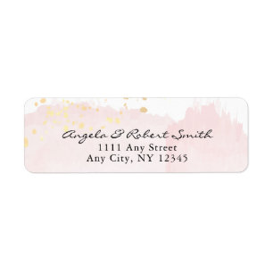 Watercolor Pink x Gold Modern Return Address