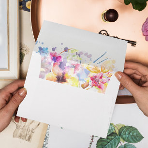 Watercolor Pink Yellow Pastel Floral Envelope