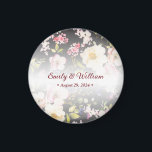 Watercolor Pink Yellow Roses,black blurred,Wedding Magnet<br><div class="desc">Watercolor colourful pattern with pink and yellow roses,  green leaves on black blurred background. Floral compositions in trend style for wedding invitations, greeting,  cards, textile, wallpaper, wrapping paper ... ..
You must know that you get a photo!</div>