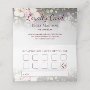 Watercolor Pink Yellow Roses on black, Monogram Loyalty Card
