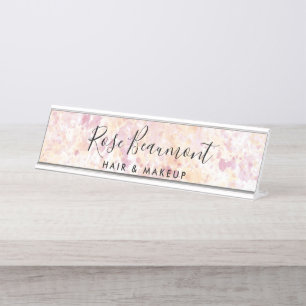 Watercolor Pink Yellow Script Signature Name Plate