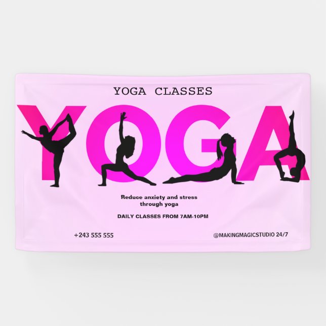 Watercolor pink Yoga Mediation instructor healer Banner (Horizontal)
