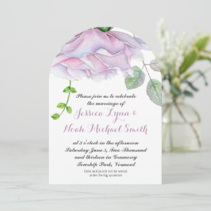 Watercolor Pinkish Purple Green Floral Wedding Invitation