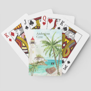 Watercolor Pirate Cove Summer Playing Cards
