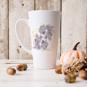 Watercolor Pisces Astrology Zodiac Sign   Monogram Latte Mug