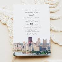 Watercolor Pittsburgh Pennsylvania Skyline Wedding
