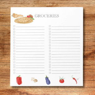 Watercolor Pizza Grocery List Notepad