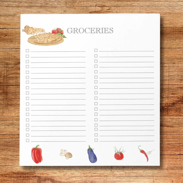 Watercolor Pizza Grocery List Notepad (Creator Uploaded)