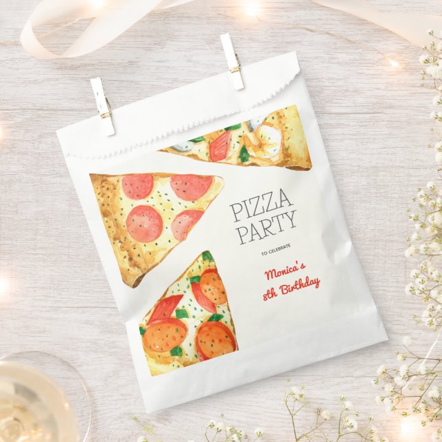 Watercolor pizza party birthday favour bags (Clipped)