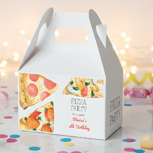Watercolor pizza party birthday favour box