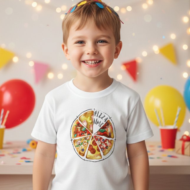 Watercolor pizza personalized toddler T-Shirt (Creator Uploaded)