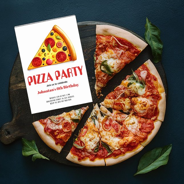 Watercolor Pizza Slice Party Birthday Party  Invitation (Creator Uploaded)
