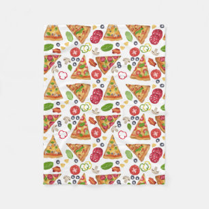 Watercolor Pizza Slices Pattern Fleece Blanket