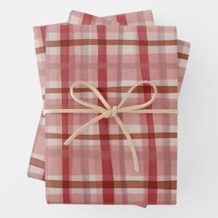 Watercolor Plaid Hand-Drawn Modern Rustic Preppy Wrapping Paper Sheet
