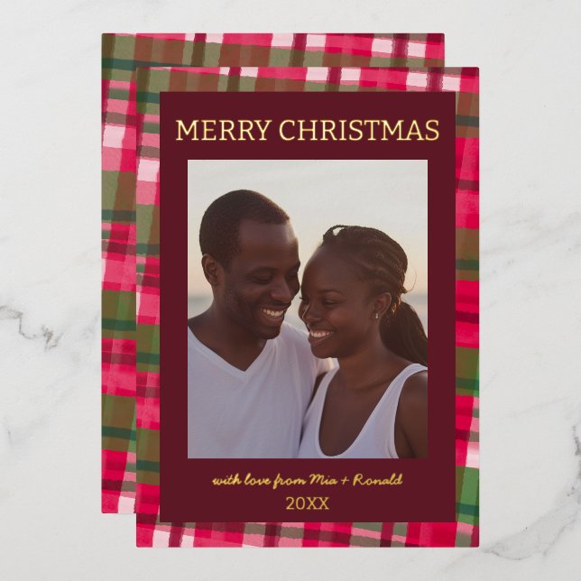 Watercolor Plaid Handmade Christmas Custom Photo (Front/Back)