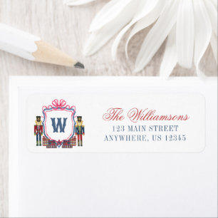 Watercolor Plaid Nutcracker Bear Monogram Crest